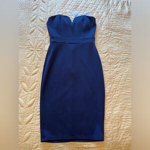 Strapless navy blue dress, runs small
